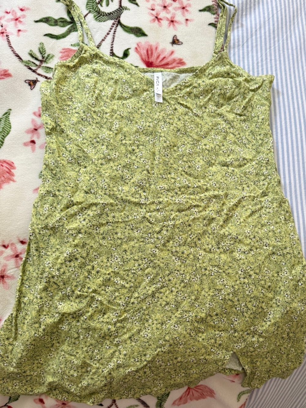 RVCA Green Floral Slip Mini Dress